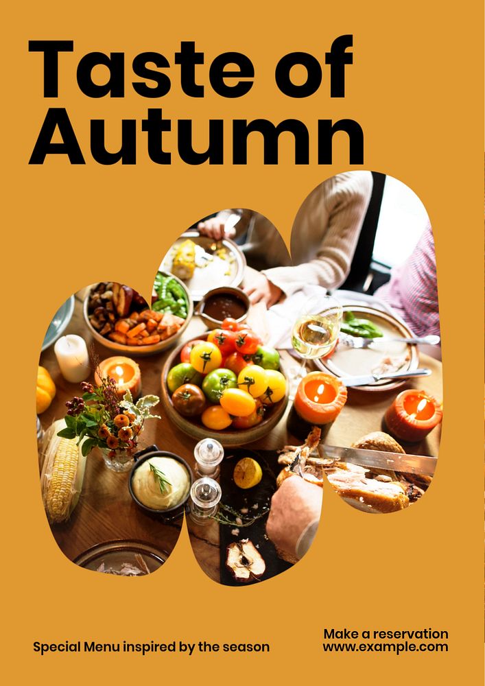 Autumn menu poster template, editable text and design