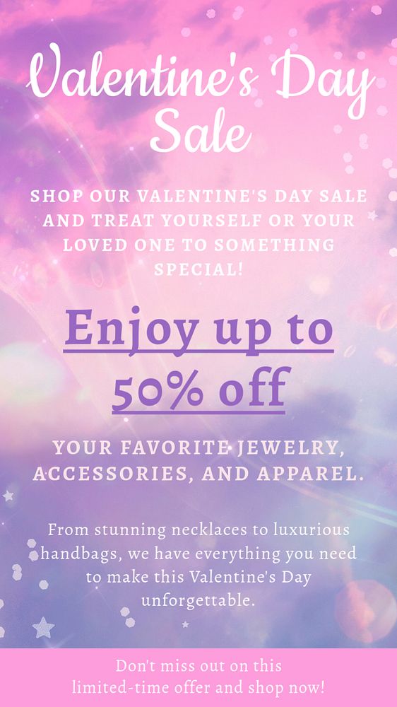 Valentine's day sale Instagram story template, editable text