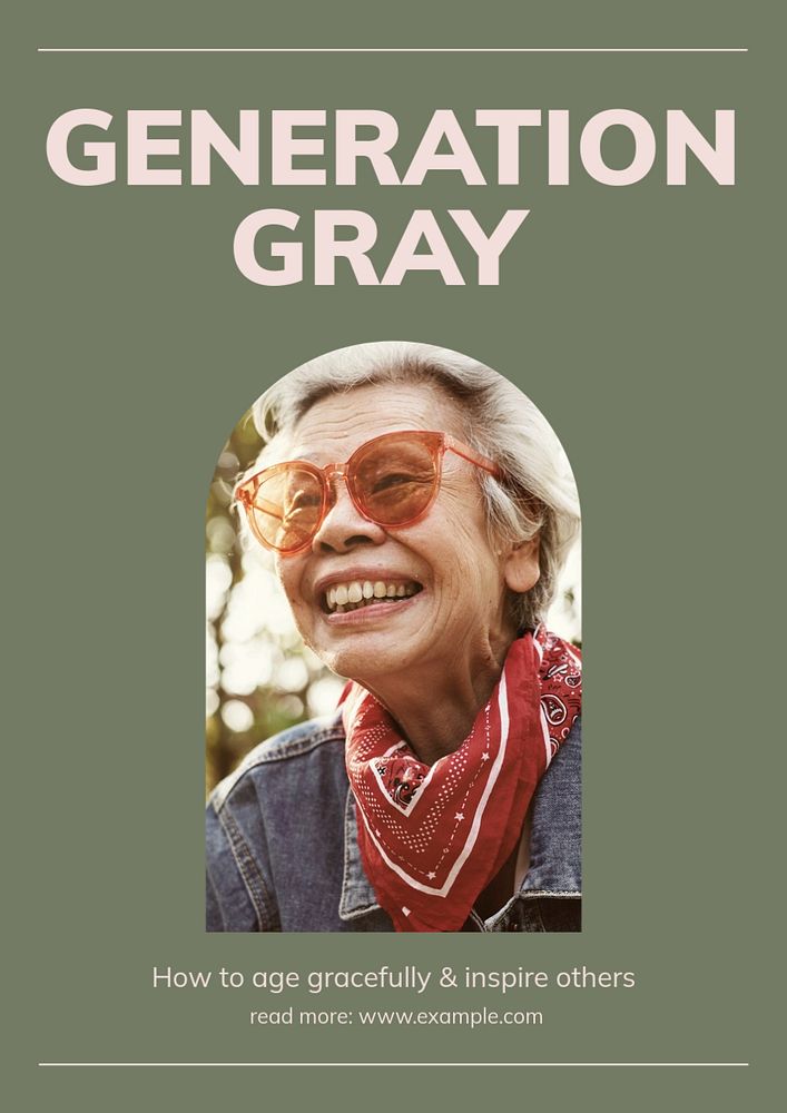 Generation gray poster template, editable text and design