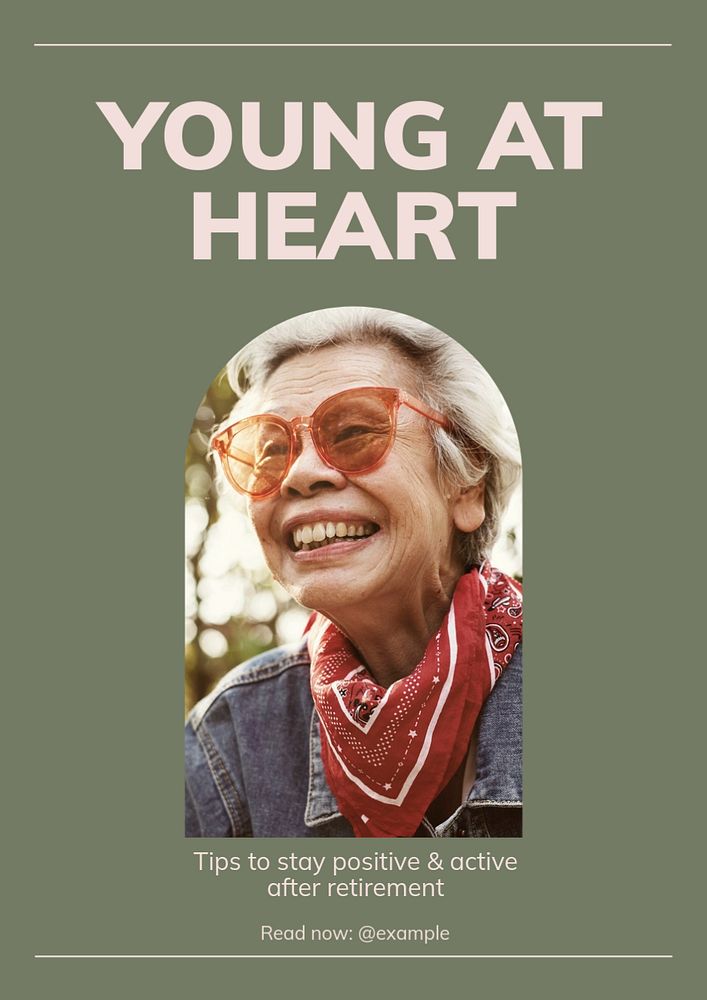 Young at heart poster template, editable text and design