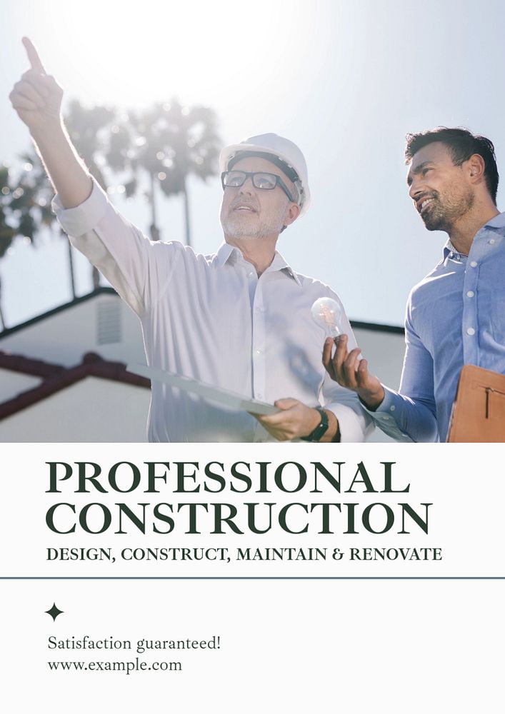 Professional construction  poster template, editable text and design