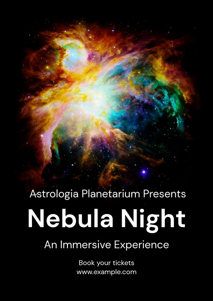 Planetarium exhibition poster template, editable text and design