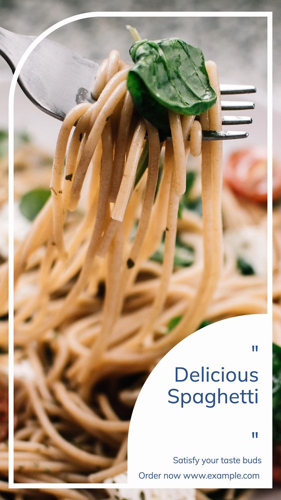 Delicious spaghetti  Instagram story template, editable text