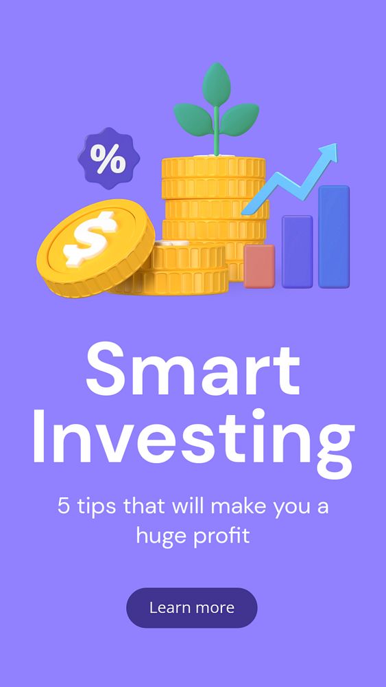 Smart investing  Instagram story template, editable text