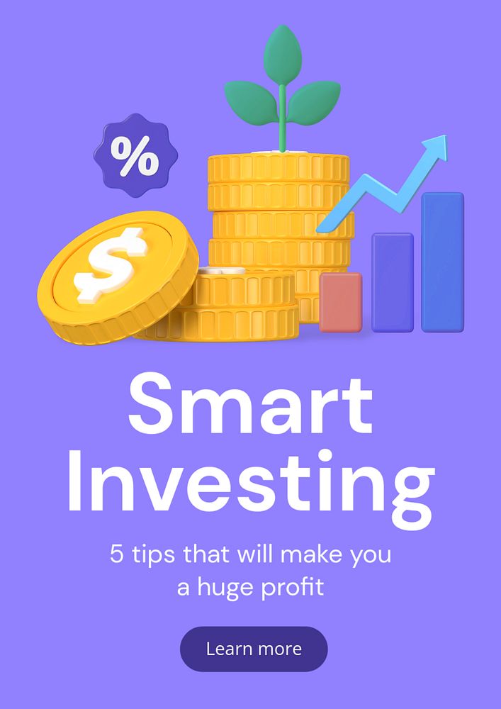 Smart investing  poster template, editable text and design