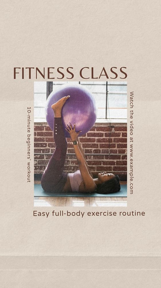 Fitness class  Instagram story template, editable text