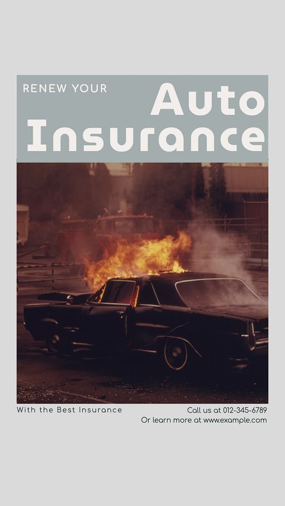 Auto insurance  Instagram story template, editable text