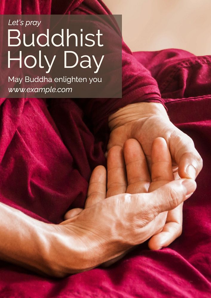 Buddhist Holy Day  poster template, editable text and design