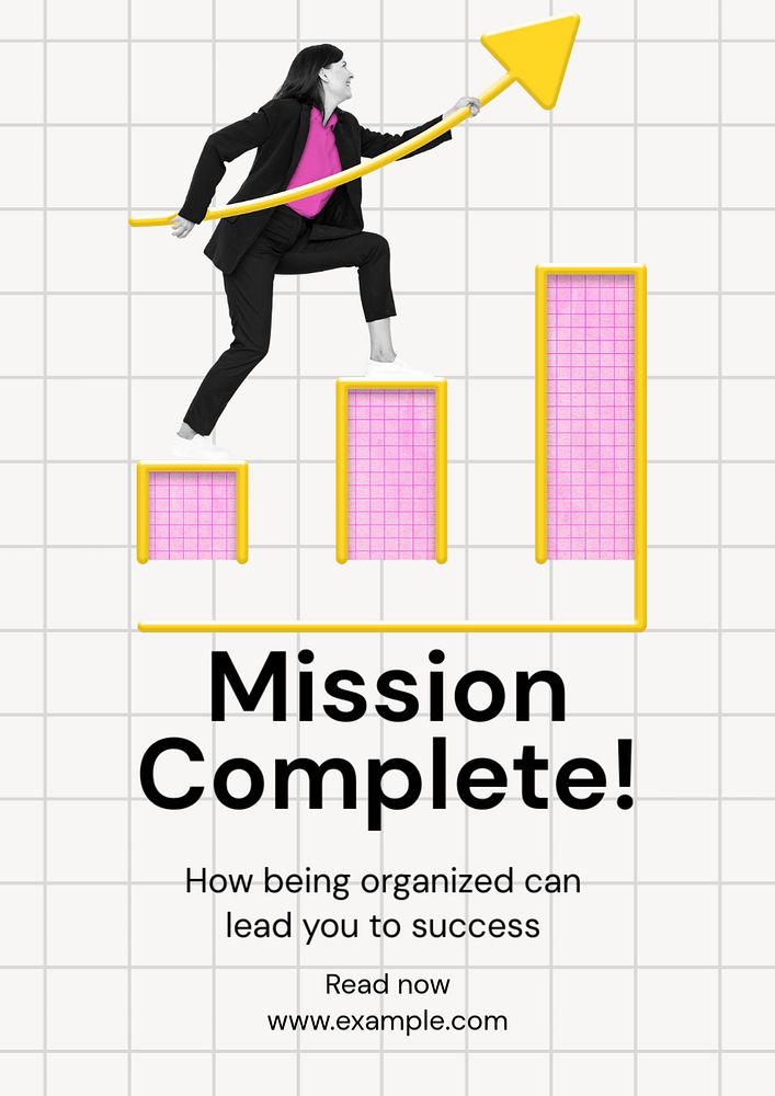 Mission complete poster template, editable text and design