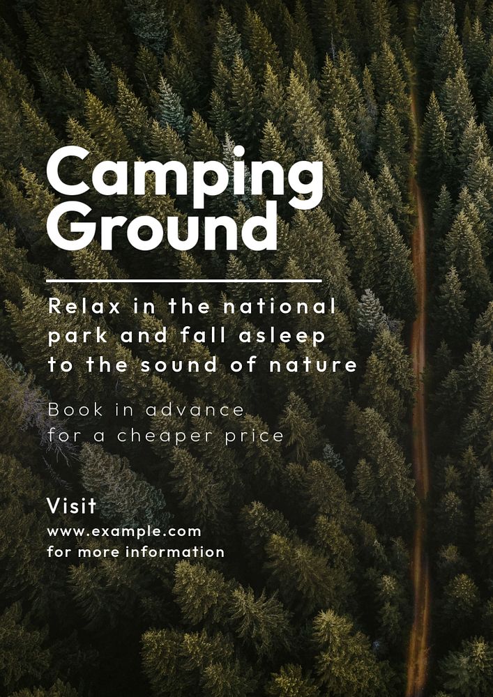 Camping ground poster template, editable text and design