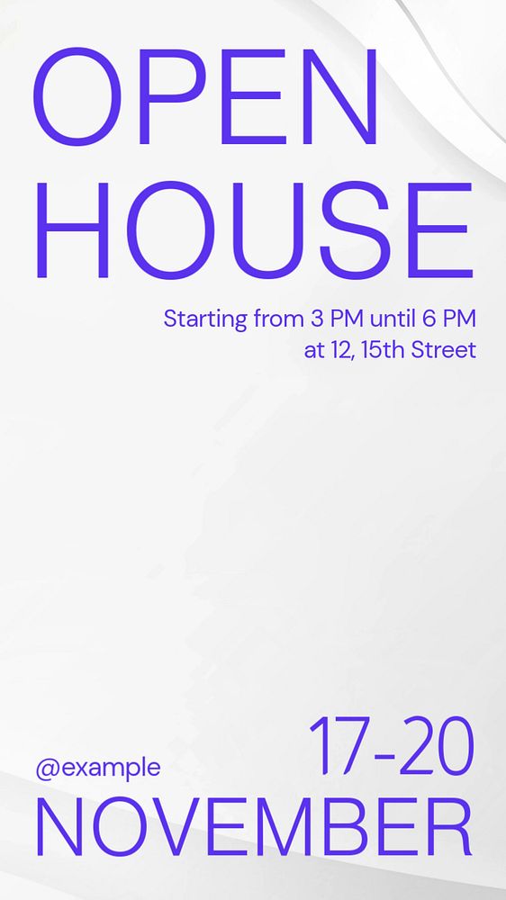 Open house Instagram story template, editable text