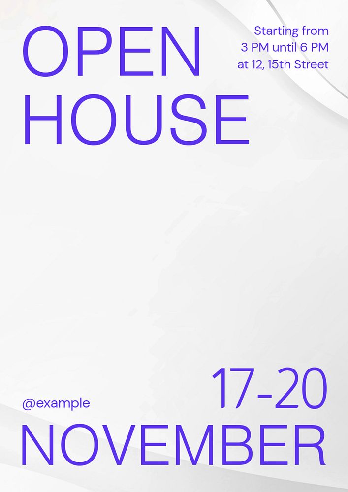 Open house poster template, editable text and design