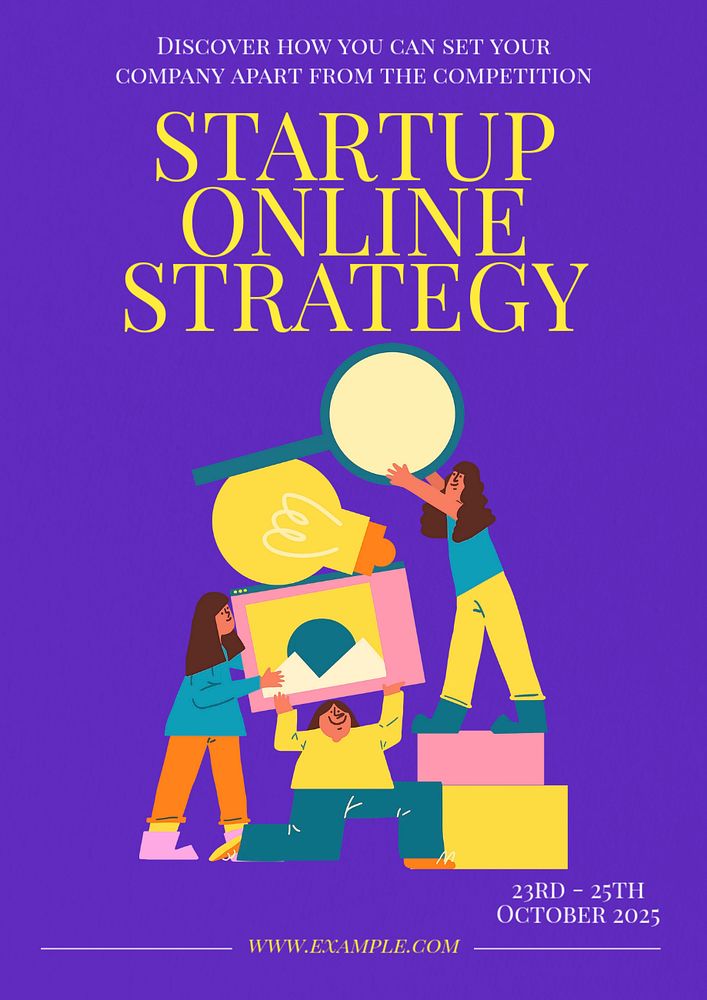 Startup online strategy poster template, editable text and design