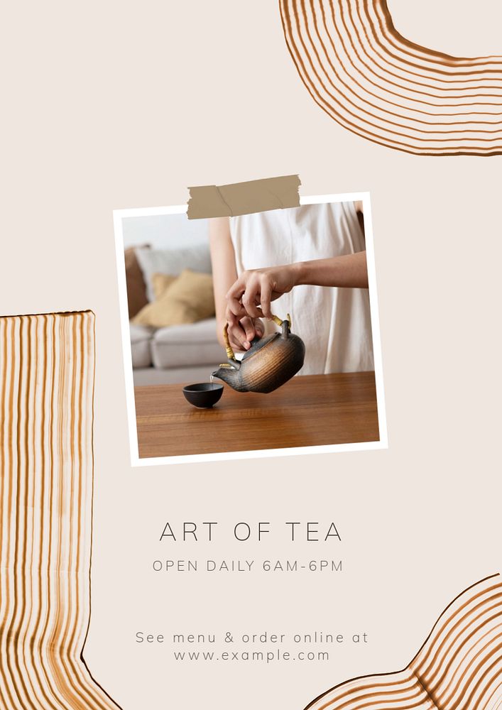 Tea & coffee cafe  poster template, editable text and design