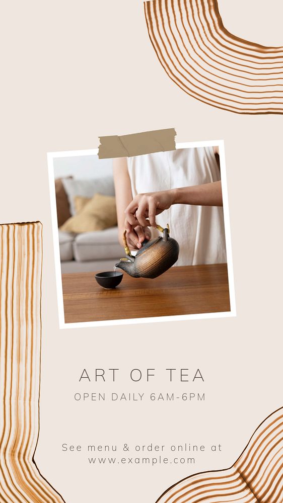 Tea & coffee cafe  Instagram story template, editable text