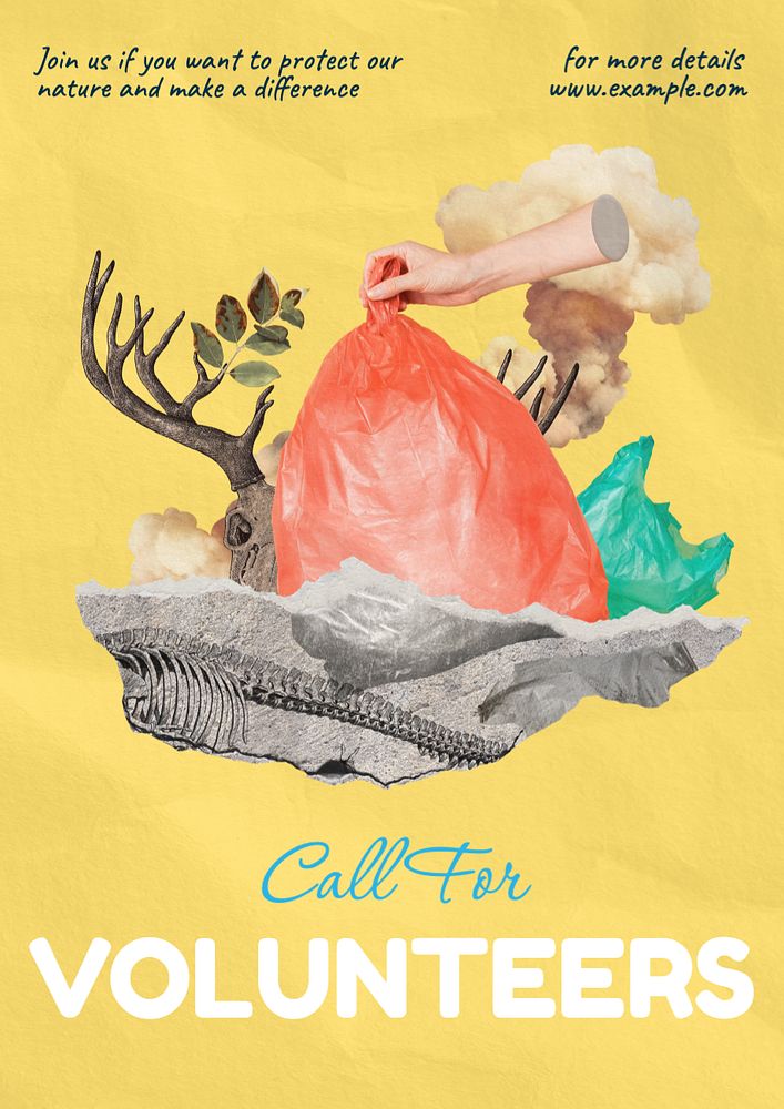 Call for volunteers  poster template, editable text and design