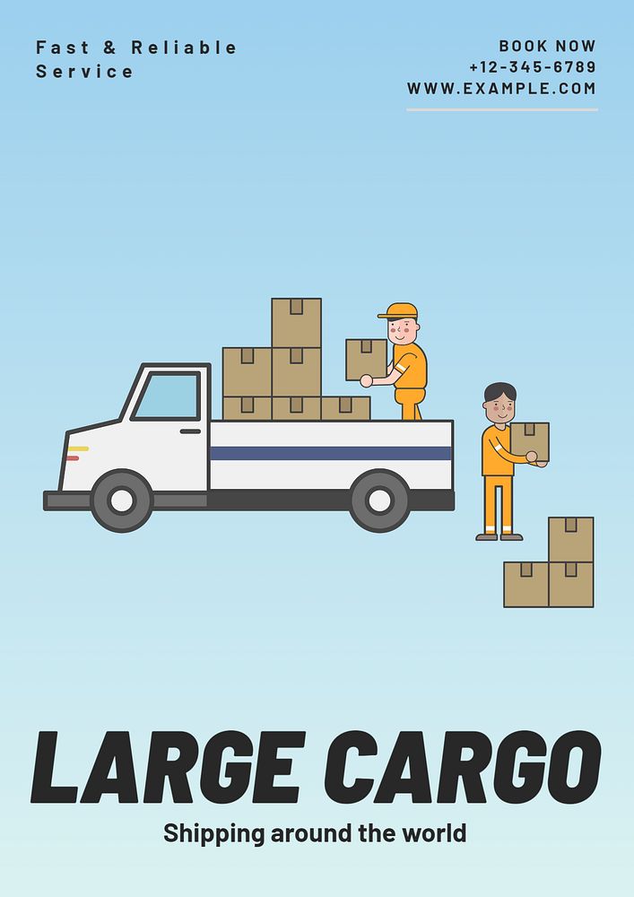 Large cargo  poster template, editable text and design