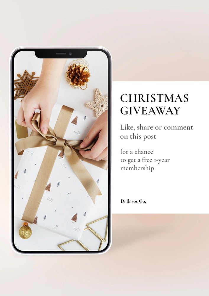 Christmas giveaway  poster template, editable text and design