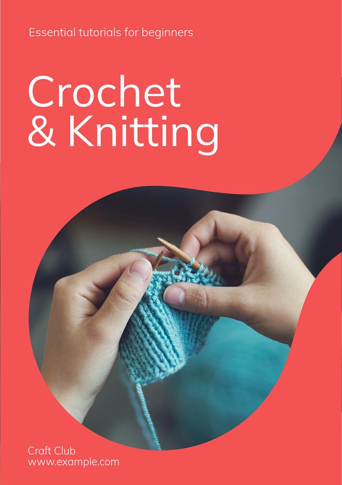 Crochet & knitting poster template, editable text and design