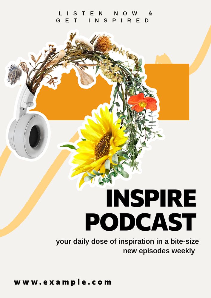 Inspire podcast poster template, editable text and design