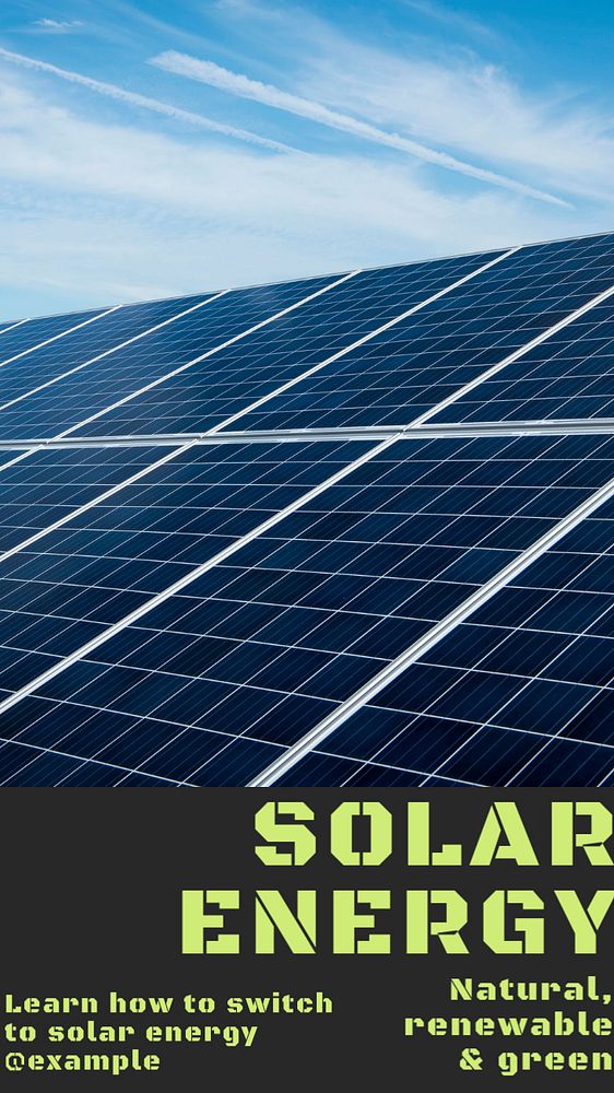 Solar energy  Instagram story template, editable text