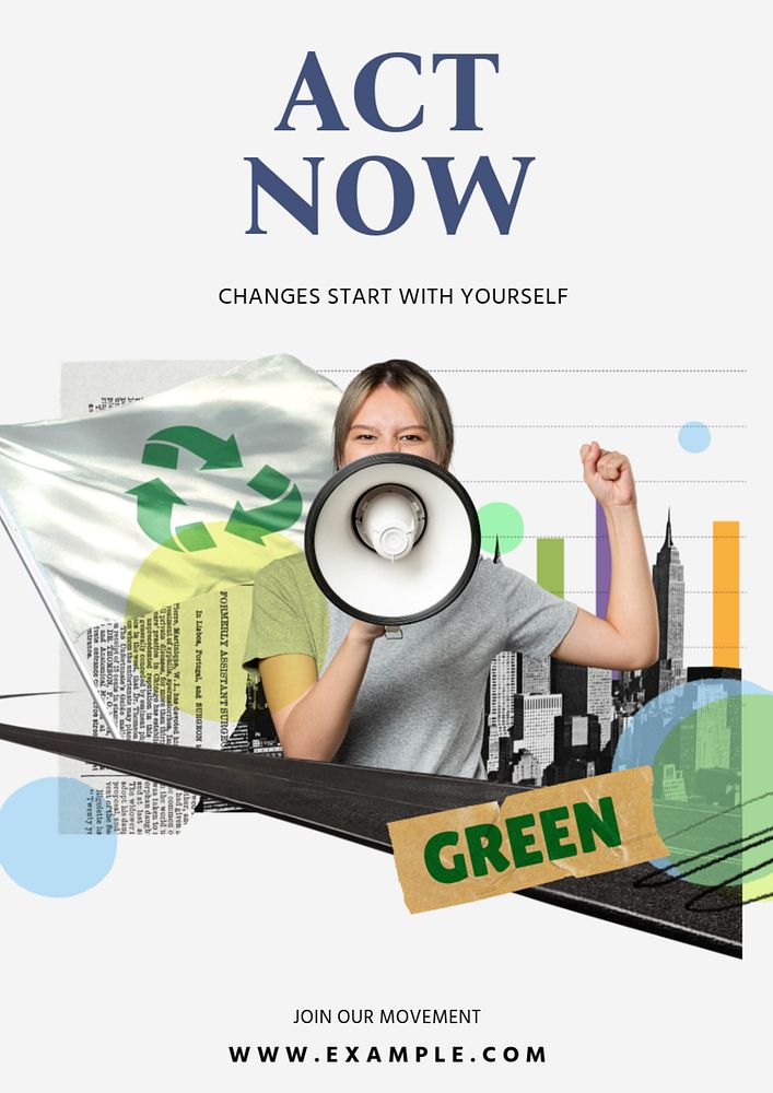 Act now poster template, editable text and design