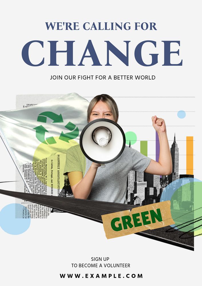 Change & better world poster template, editable text and design