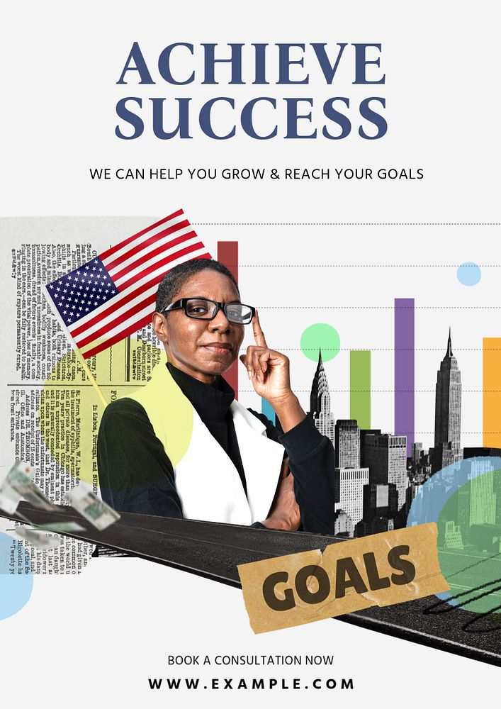 Achieve success poster template, editable text and design