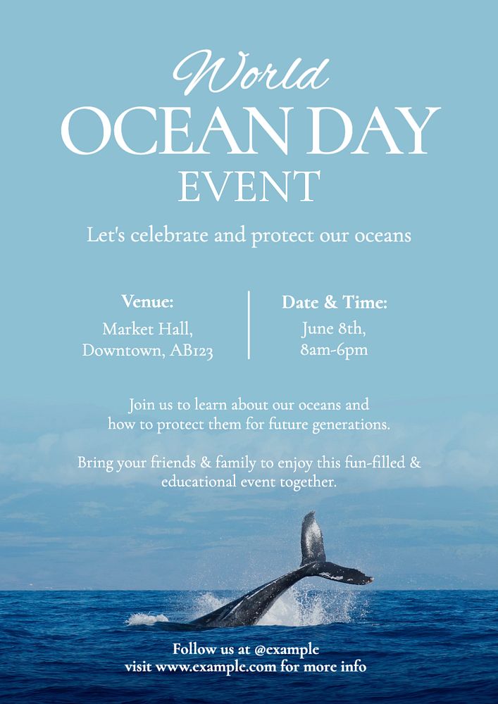 World ocean day poster template, editable text and design