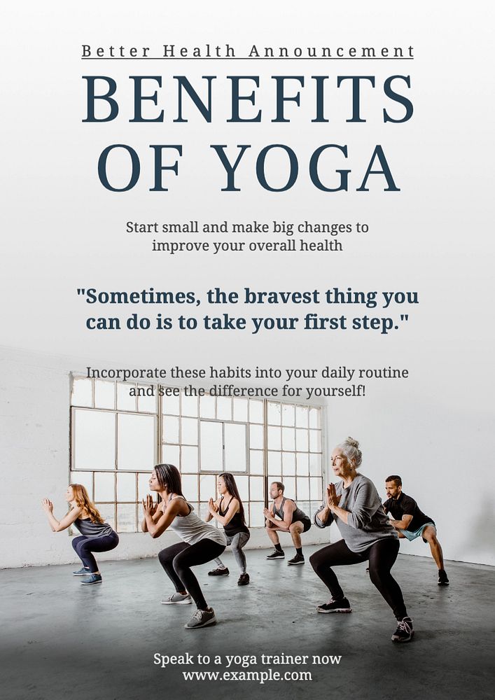 Benefits of yoga poster template, editable text and design