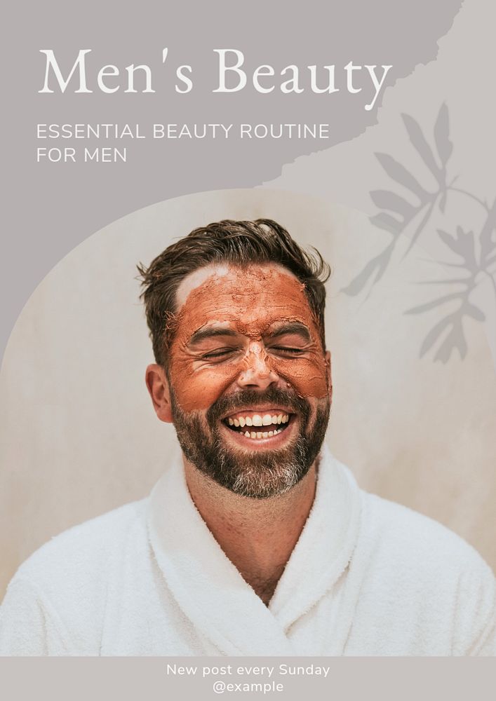 Men's beauty poster template, editable text and design