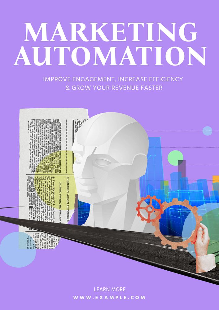 Marketing automation poster template, editable text and design