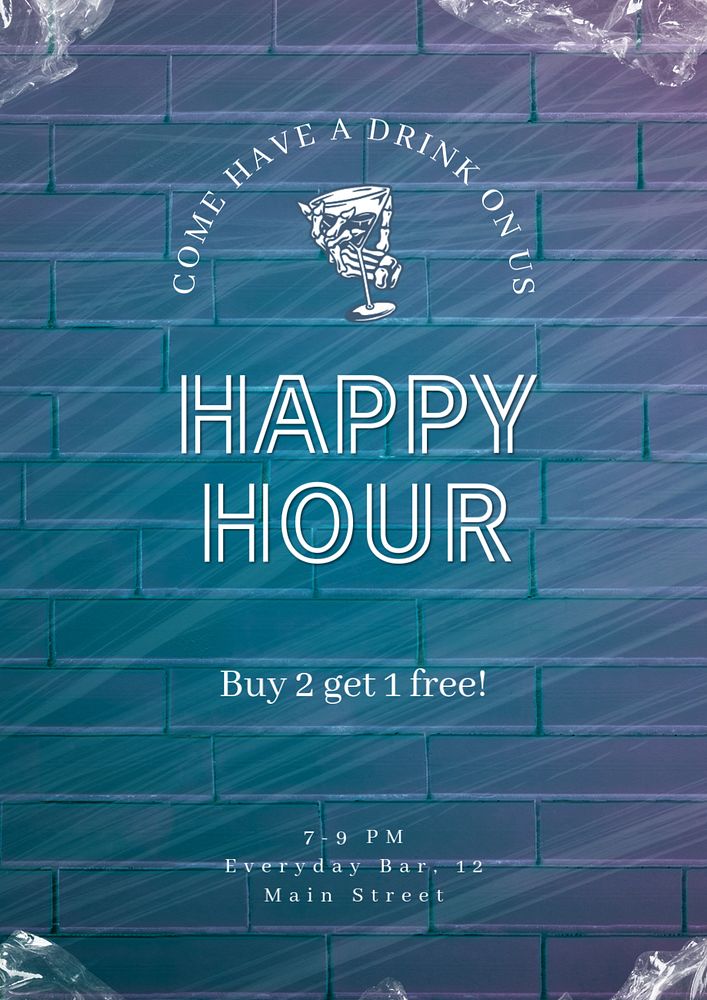 Happy hour editable poster template