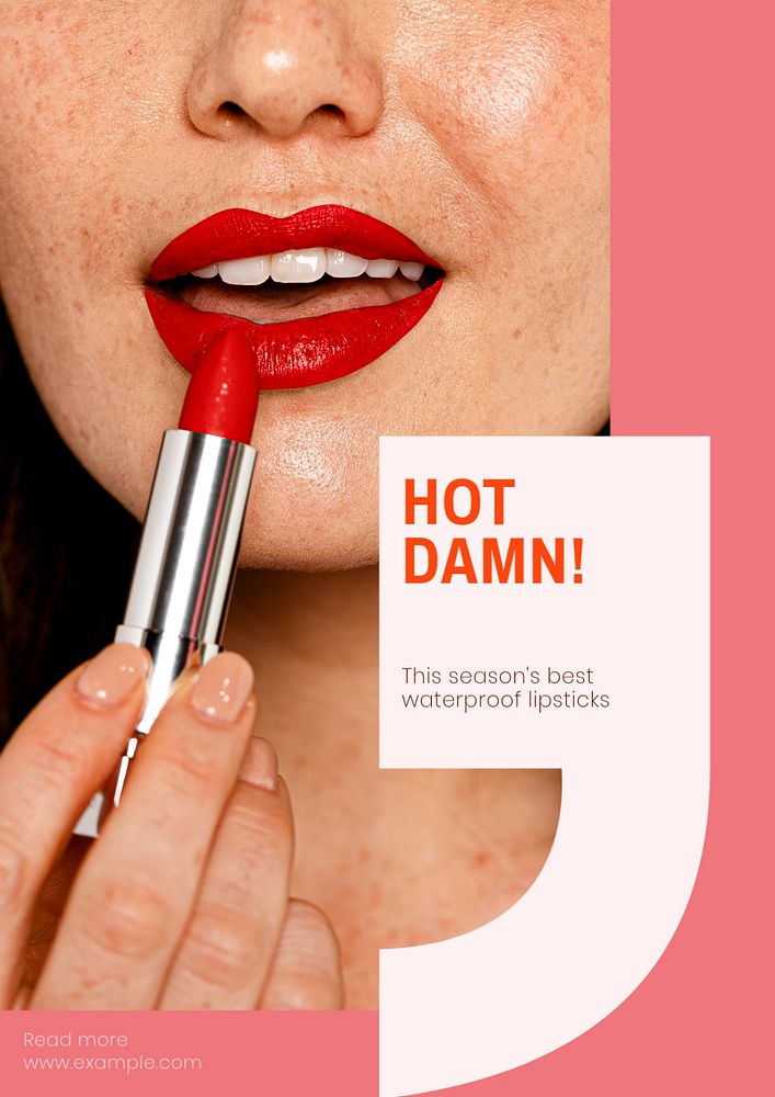 Hot damn lipstick poster template, editable text and design