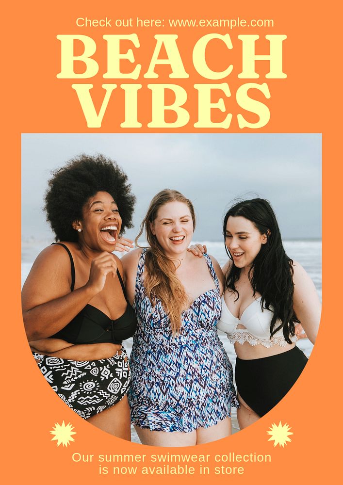 Beach vibes poster template, editable text and design