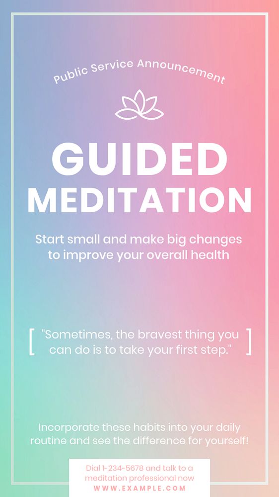 Guided meditation Instagram story template, editable text