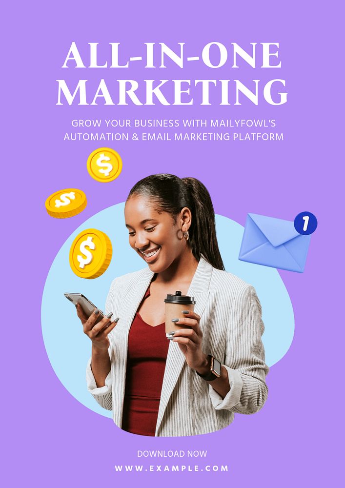 Marketing platform poster template, editable text and design