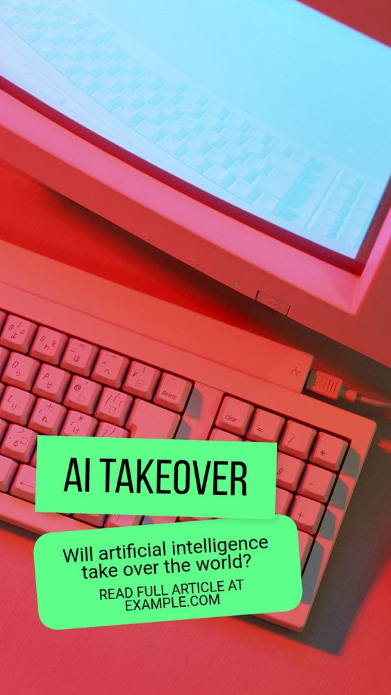 AI computer technology  Instagram story template, editable text