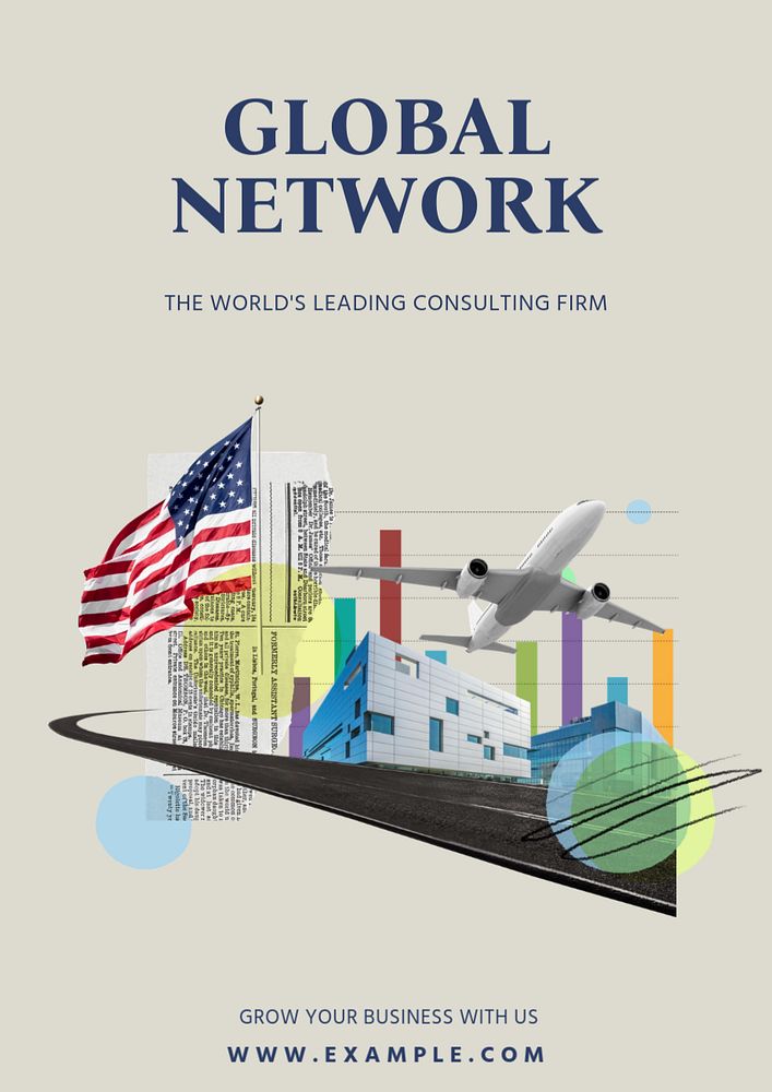 Global network poster template, editable text and design