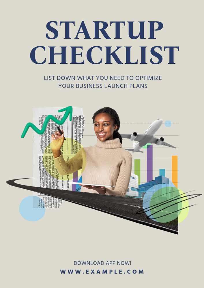 Startup checklist poster template, editable text and design