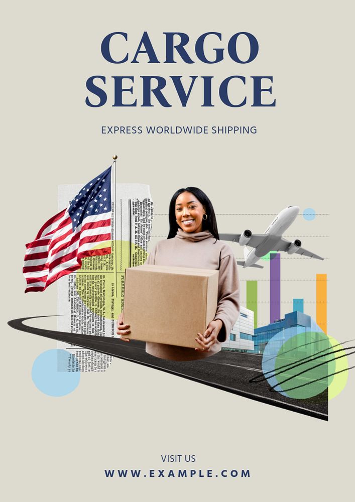 Cargo service poster template, editable text and design