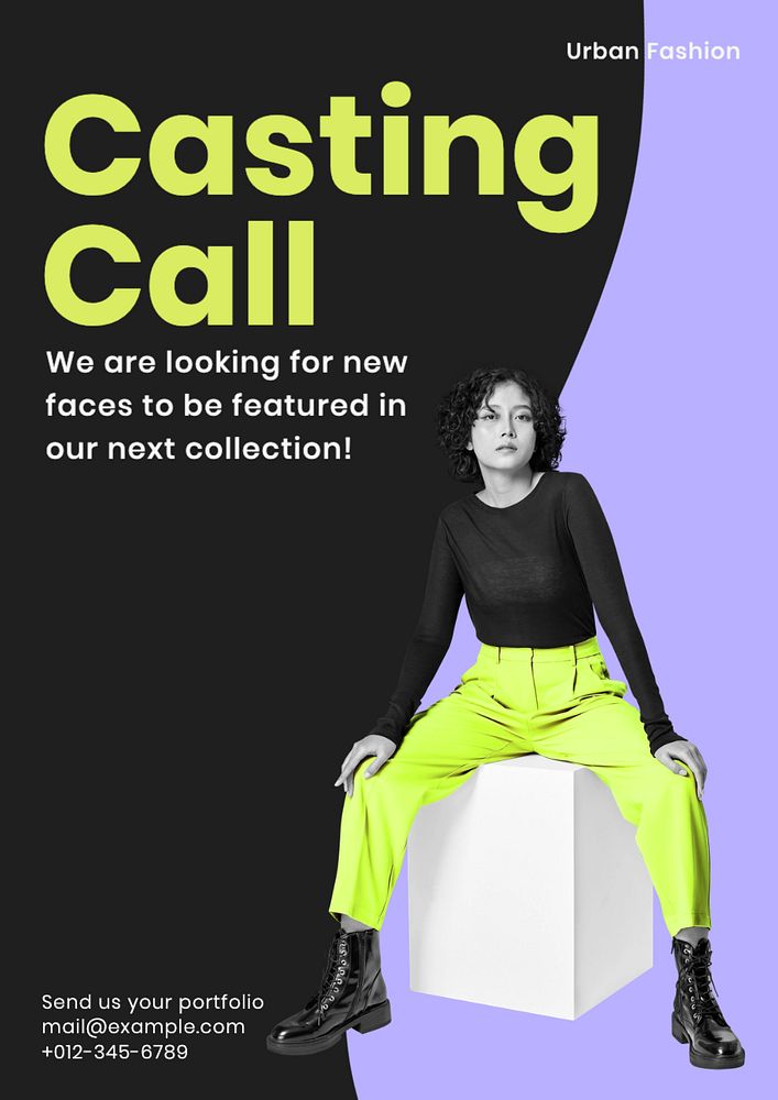 Casting call  poster template, editable text and design