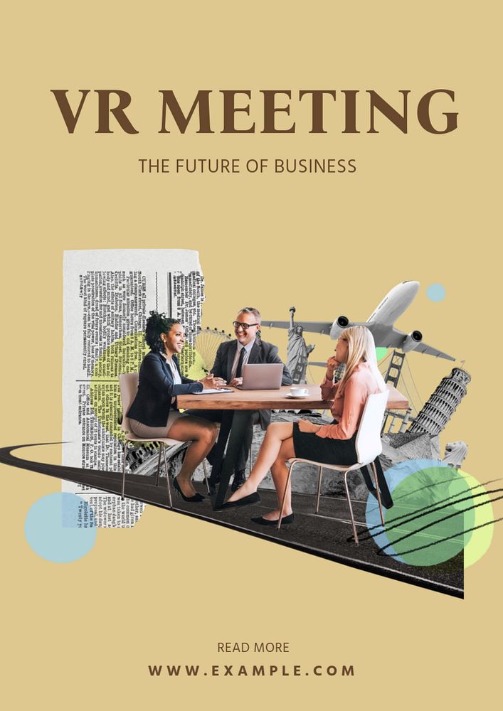 VR meeting poster template, editable text and design