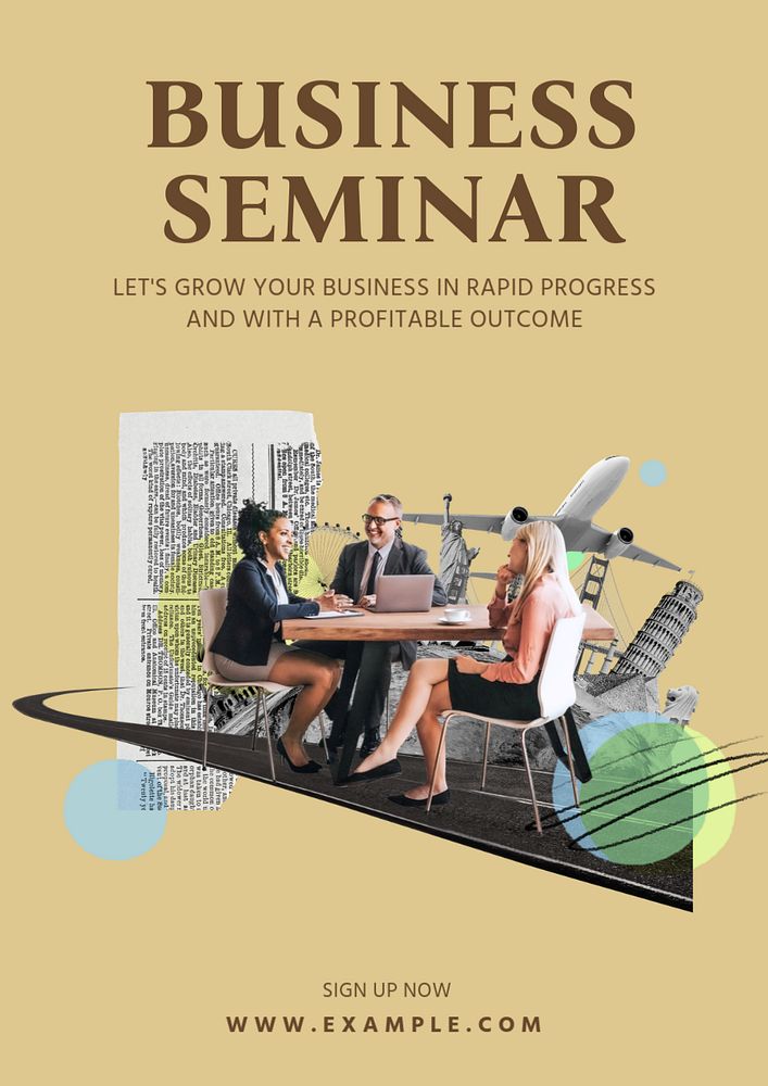 Business seminar poster template, editable text and design