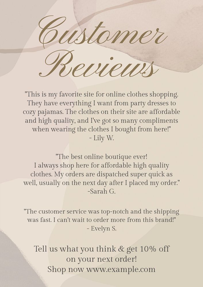 Customer reviews poster template, editable text and design