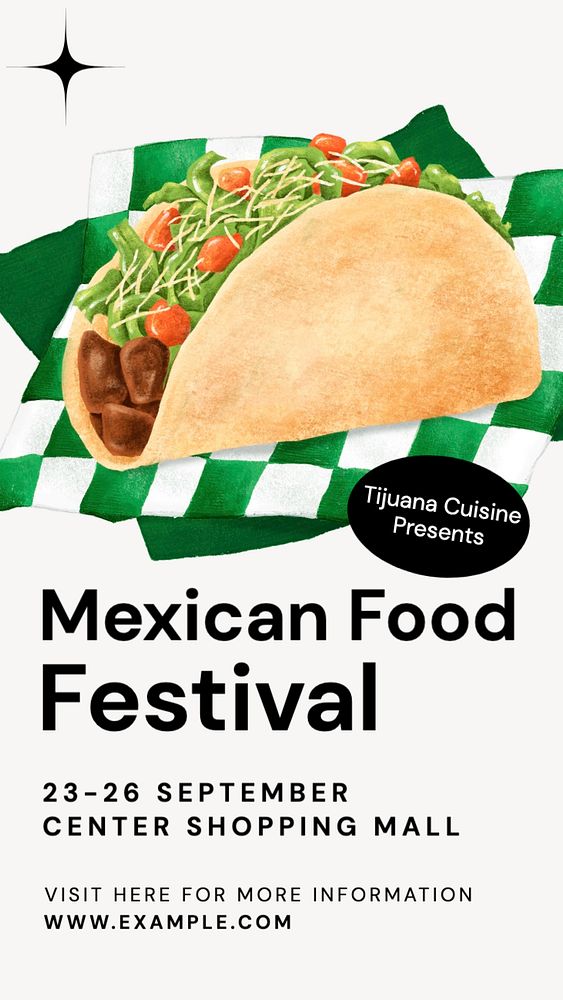 Mexican food festival Instagram story template, editable text