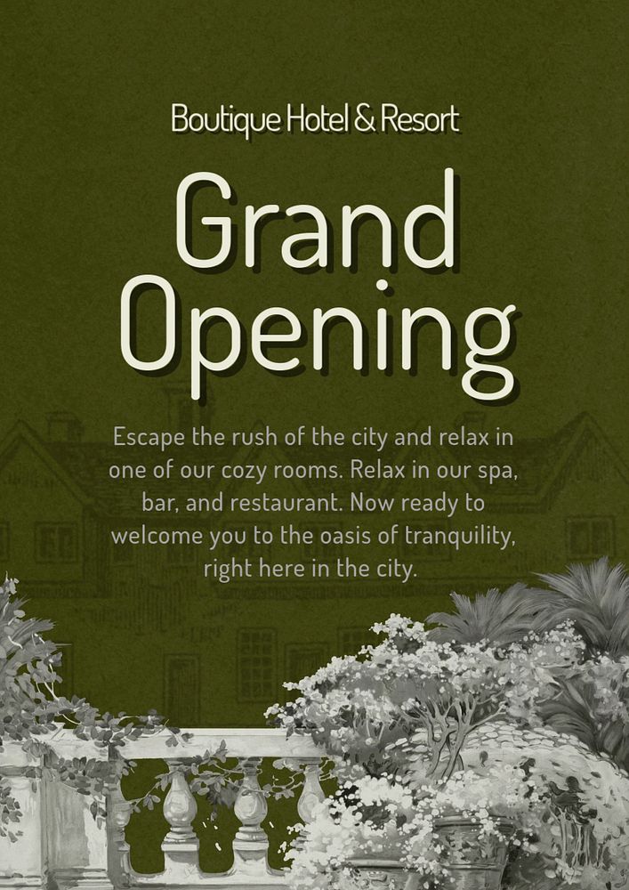 Grand opening poster template, editable text and design