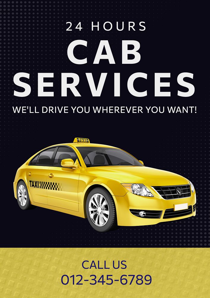 Cab services  poster template, editable text and design