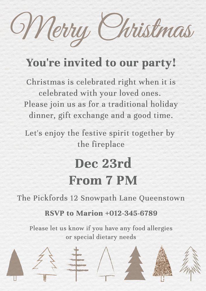 Christmas party poster template, editable text and design