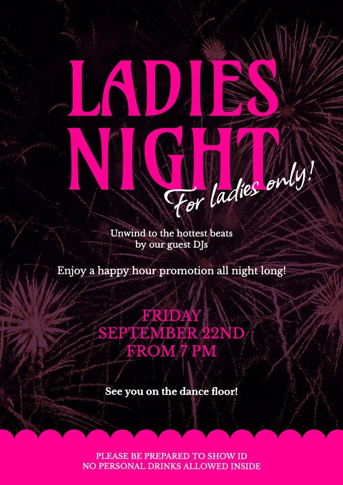 Ladies night poster template, editable text and design